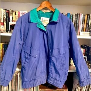 Vintage London Fog Blue & Teal Windbreaker Jacket Size 4 1980s Korea Coat Retro